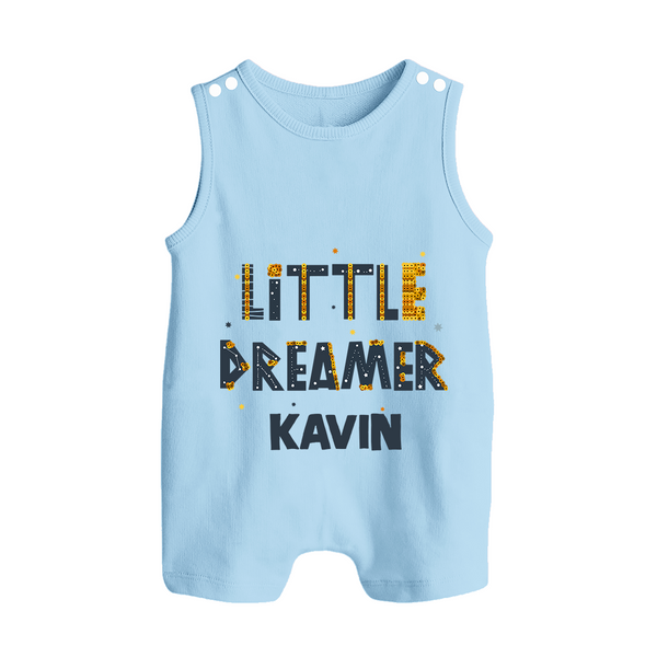 Little Dreamer Personalized Button Romper - BABY BLUE - New Born (Chest 18")
