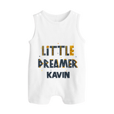 Little Dreamer Personalized Button Romper - WHITE - New Born (Chest 18")