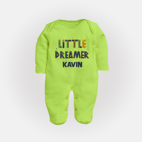 Little Dreamer Personalized Full Body Suit - LIME GREEN - New Born (Chest 7.5")