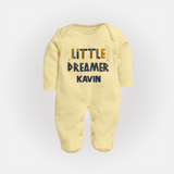 Little Dreamer Personalized Full Body Suit - PASTEL YELLOW - New Born (Chest 7.5")