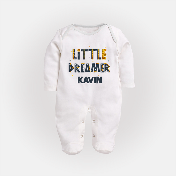 Little Dreamer Personalized Full Body Suit - WHITE - New Born (Chest 7.5")