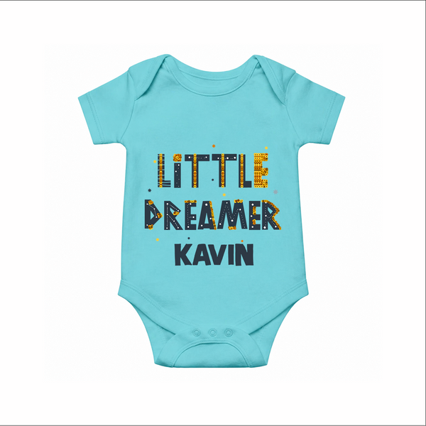 Little Dreamer Personalized Romper - ARCTIC BLUE - New Born (Chest 14")