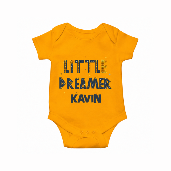 Little Dreamer Personalized Romper - CHROME YELLOW - New Born (Chest 14")