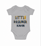 Little Dreamer Personalized Romper - GREY - New Born (Chest 14")