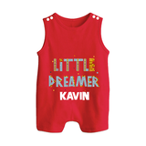 Little Dreamer Personalized Button Romper - RED - New Born (Chest 18")