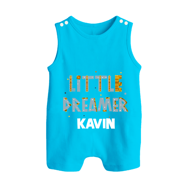 Little Dreamer Personalized Button Romper - SKY BLUE - New Born (Chest 18")