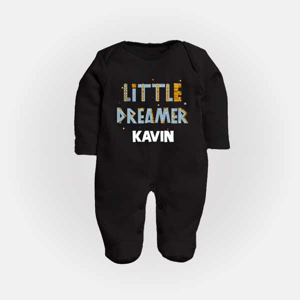 Little Dreamer Personalized Full Body Suit - BLACK - New Born (Chest 7.5")
