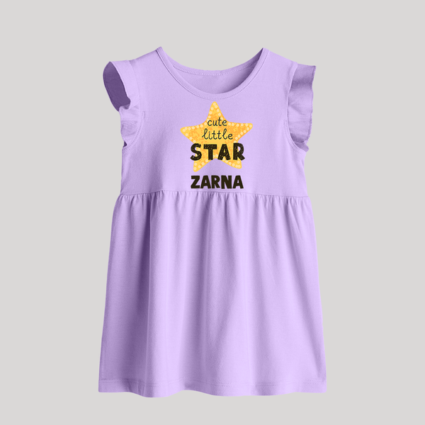 Cute Little Star Personalized Baby Frock - LILAC - 0 - 3 Months Old (Chest 17")