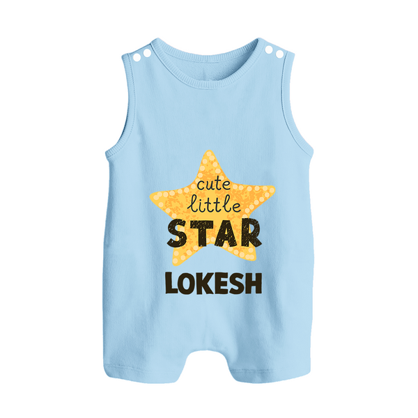 Cute Little Star Personalized Button Romper - BABY BLUE - New Born (Chest 18")
