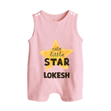 Cute Little Star Personalized Button Romper - BABY PINK - New Born (Chest 18")