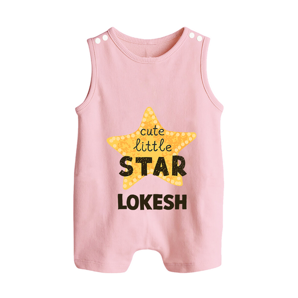 Cute Little Star Personalized Button Romper - BABY PINK - New Born (Chest 18")