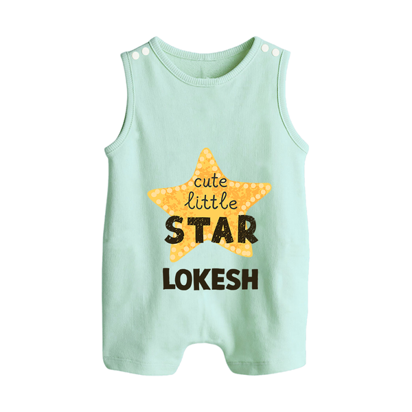 Cute Little Star Personalized Button Romper - MINT GREEN - New Born (Chest 18")