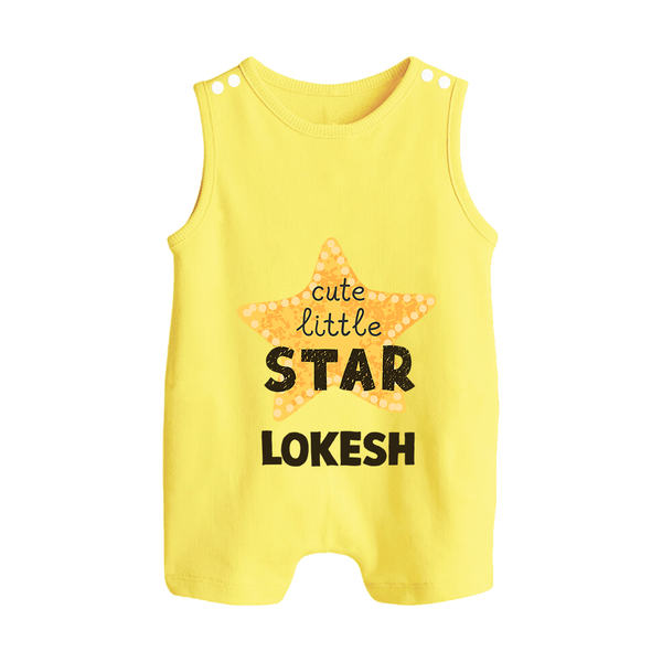 Cute Little Star Personalized Button Romper - PASTEL YELLOW - New Born (Chest 18")