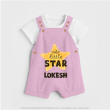 Cute Little Star Personalized Dungaree - BABY PINK - 0 - 5 Months Old (Chest 18")