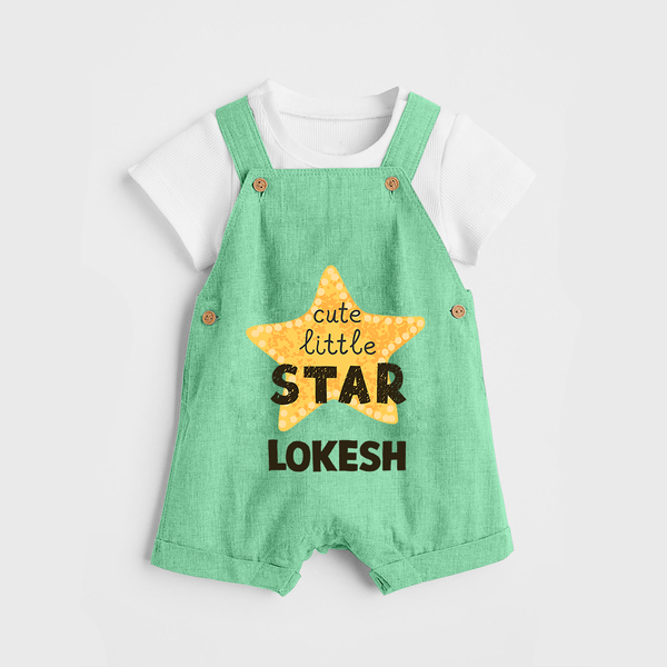 Cute Little Star Personalized Dungaree - GREEN - 0 - 5 Months Old (Chest 18")