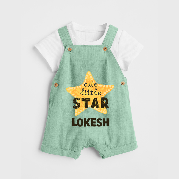 Cute Little Star Personalized Dungaree - MINT GREEN - 0 - 5 Months Old (Chest 18")
