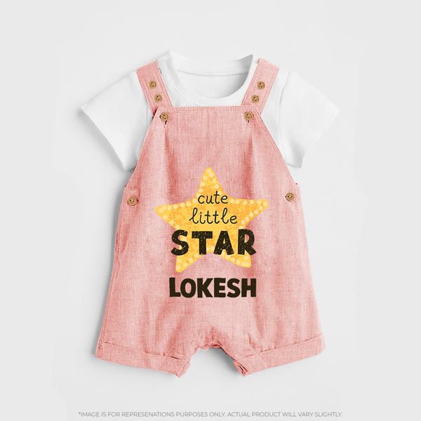Cute Little Star Personalized Dungaree - PEACH - 0 - 5 Months Old (Chest 18")