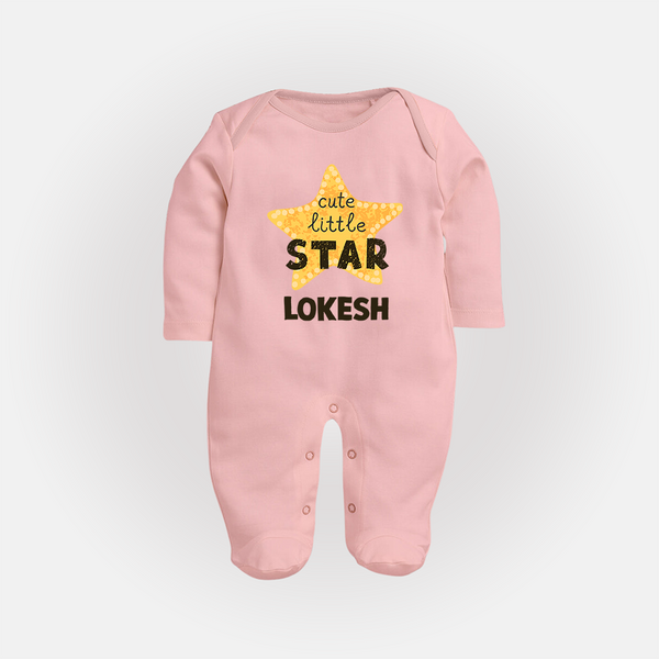 Cute Little Star Personalized Full Body Suit - BABY PINK - New Born (Chest 7.5")