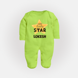 Cute Little Star Personalized Full Body Suit - LIME GREEN - New Born (Chest 7.5")