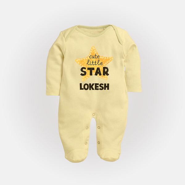 Cute Little Star Personalized Full Body Suit - PASTEL YELLOW - New Born (Chest 7.5")