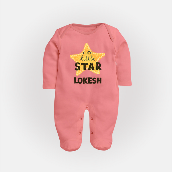 Cute Little Star Personalized Full Body Suit - PEACH - New Born (Chest 7.5")