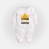 Cute Little Star Personalized Full Body Suit - WHITE - New Born (Chest 7.5")