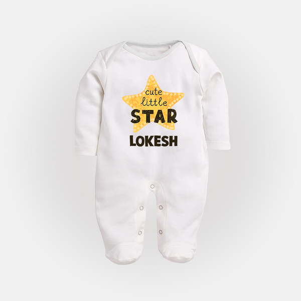 Cute Little Star Personalized Full Body Suit - WHITE - New Born (Chest 7.5")