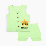 Cute Little Star Personalized Jabla Set - PASTEL GREEN - 0 - 3 Months Old (Chest 9.8")