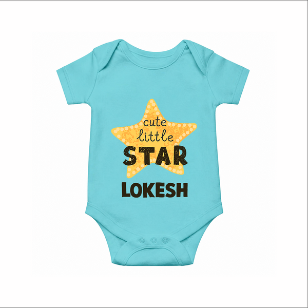 Cute Little Star Personalized Romper - ARCTIC BLUE - New Born (Chest 14")