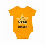Cute Little Star Personalized Romper - CHROME YELLOW - New Born (Chest 14")