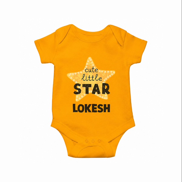 Cute Little Star Personalized Romper - CHROME YELLOW - New Born (Chest 14")