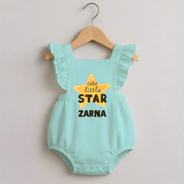 Cute Little Star Personalized Romper Frock - MINT GREEN - 0 - 3 Months Old (Chest 19")