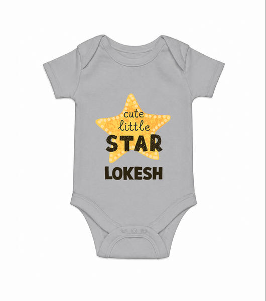 Cute Little Star Personalized Romper - GREY - New Born (Chest 14")