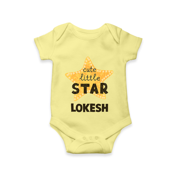 Cute Little Star Personalized Romper - PASTEL YELLOW - New Born (Chest 14")