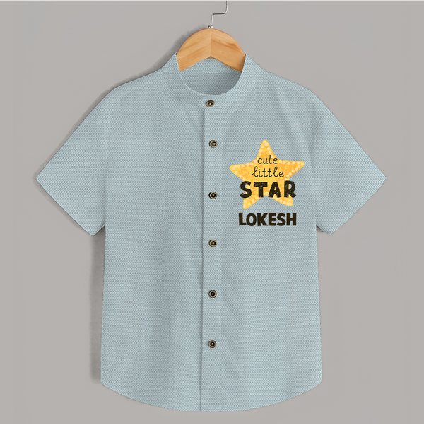 Cute Little Star Personalized Shirt - ARCTIC BLUE - 0 - 6 Months Old (Chest 23")