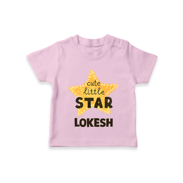 Cute Little Star Personalized TShirt - BABY PINK - 0-5 Months Old (Chest 17")