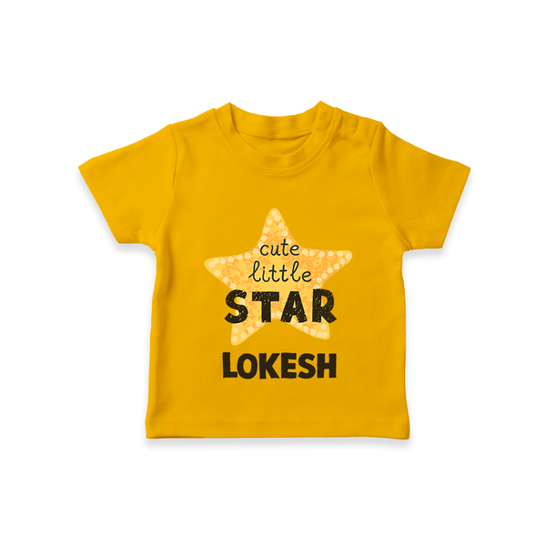 Cute Little Star Personalized TShirt - CHROME YELLOW - 0-5 Months Old (Chest 17")