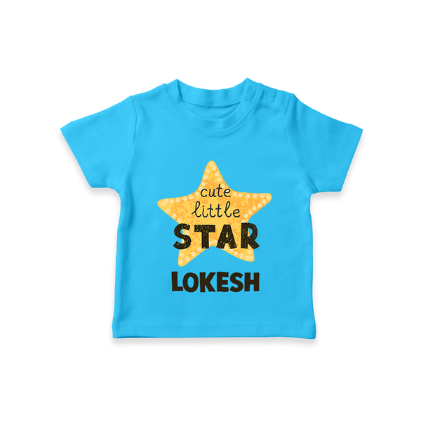 Cute Little Star Personalized TShirt - SKY BLUE - 0-5 Months Old (Chest 17")