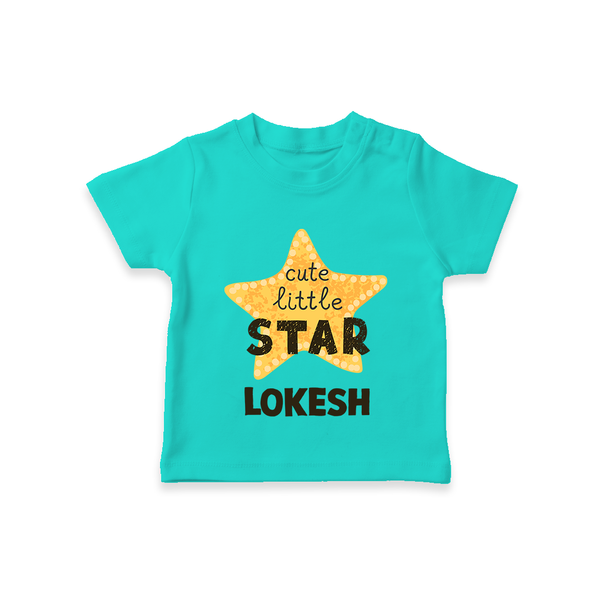 Cute Little Star Personalized TShirt - TEAL - 0-5 Months Old (Chest 17")