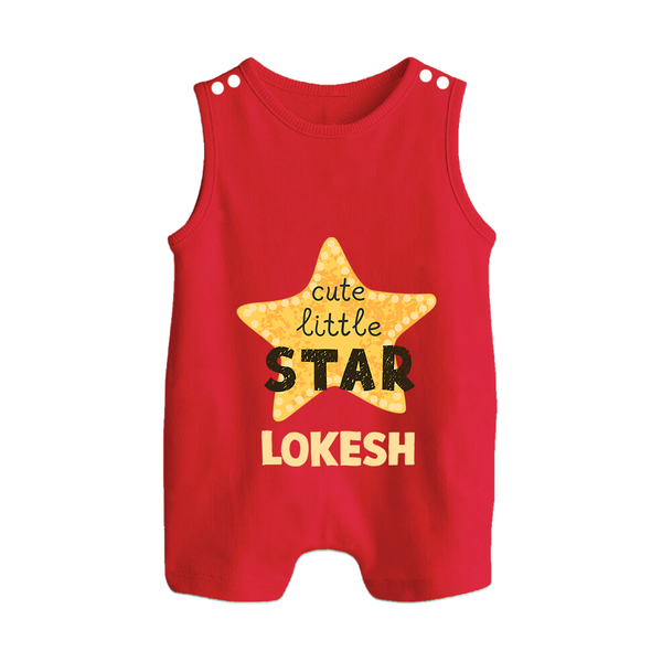 Cute Little Star Personalized Button Romper - RED - New Born (Chest 18")