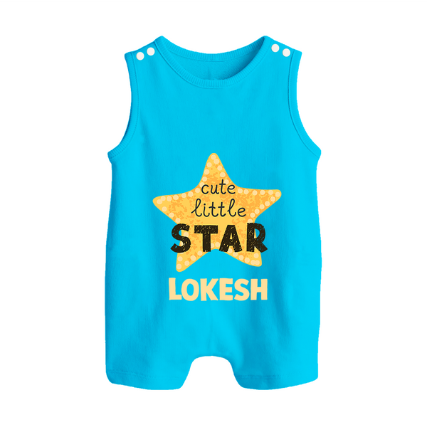 Cute Little Star Personalized Button Romper - SKY BLUE - New Born (Chest 18")