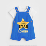 Cute Little Star Personalized Dungaree - COBALT BLUE - 0 - 5 Months Old (Chest 18")