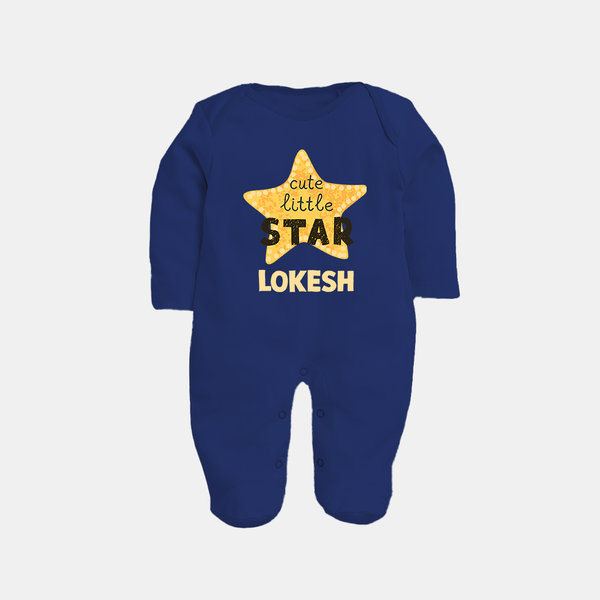 Cute Little Star Personalized Full Body Suit - NAVY BLUE - New Born (Chest 7.5")