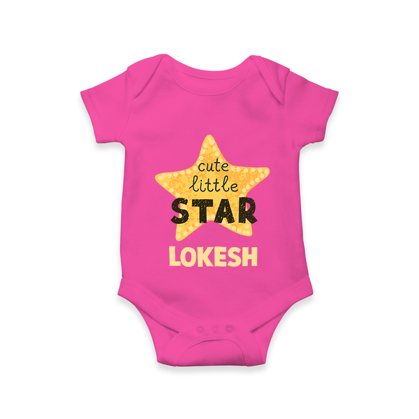Cute Little Star Personalized Romper - HOT PINK - New Born (Chest 14")