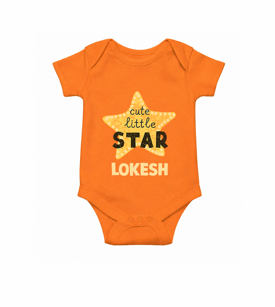 Cute Little Star Personalized Romper - ORANGE - New Born (Chest 14")