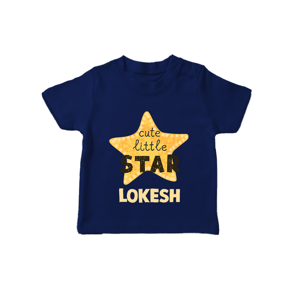Cute Little Star Personalized TShirt - NAVY BLUE - 0-5 Months Old (Chest 17")