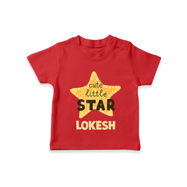 Cute Little Star Personalized TShirt - RED - 0-5 Months Old (Chest 17")