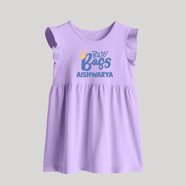 Baby Boss Boy Personalized Baby Frock  - LILAC - 0 - 3 Months Old (Chest 17")