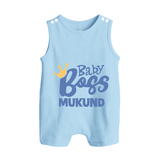 Baby Boss Boy Personalized Button Romper  - BABY BLUE - New Born (Chest 18")
