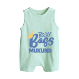 Baby Boss Boy Personalized Button Romper  - MINT GREEN - New Born (Chest 18")